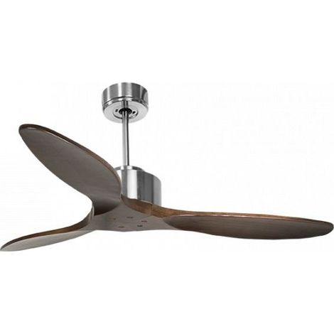 Modulo de KlassFan - Super destratificateur et ventilateur DC 132 cm Chrome pales bois sombre sans Lumière  25 à 40 m²