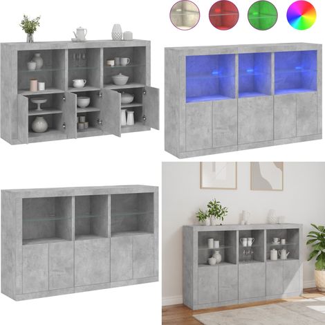 Sideboard mit LED-Leuchten Betongrau 162x37x100 cm - Modernes Sideboard - Sidebord Betongrau - Led-beleuchtung - Stauraum - Holzwerkstoff - Home & Living (1/5)