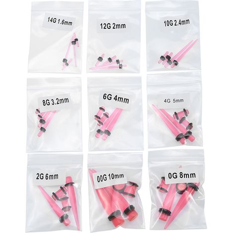 Kit de 36 écarteurs d'oreilles coniques en acrylique rose transparent, à la mode (1/3)