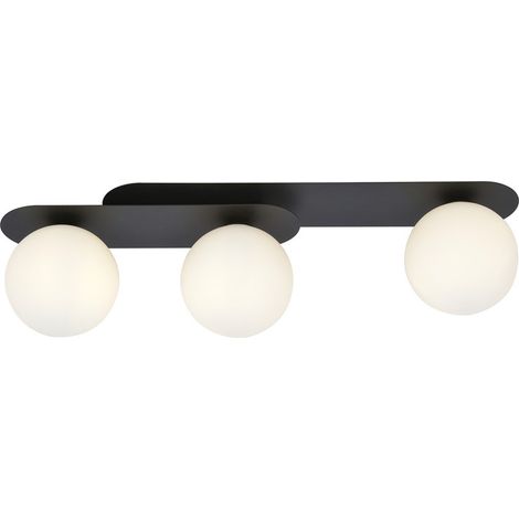 Lampada a Soffitto Plaza, Acciaio verniciato a polvere, Vetro, Nero, Bianco, 70x18x14 cm (1/5)