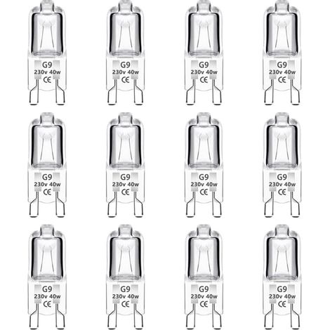 YMYNY - Paquete de 12 bombillas halógenas G9 de 40 W, 230 V, regulables de 0 a 100 %, 480 lm, blanco cálido de 2700 K, base de dos pines G9, sin parpadeo, para hornos, candelabros, lámparas de paisaje (1/5)