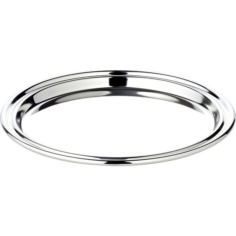Plateau de Service Rond Pipe en Acier Inoxydable Plaqué Argent Coloris Argenté Ø 17 cm - PANGIVO (1/5)