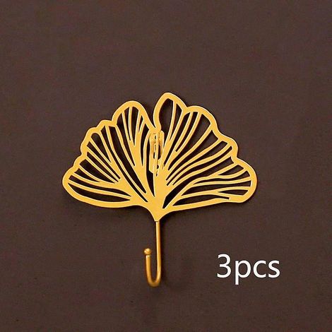 Schlüsselhalter aus Metall in Ginkgoblattform zur Wandmontage – 3er-Set (1/5)