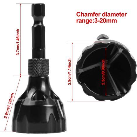 Outil de Chanfrein Externe, Enlever de Bavure,Outil de Chanfreinage Externe à Tige Hexagonale Outils D'ébavurage en Métal pour Forets Rapidement Réparations Tailleboulons Convient pour 1/8-3/4 Pouces (1/4)