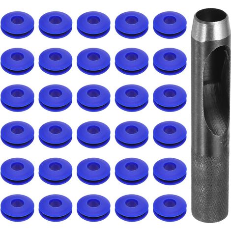Kit d'Outils pour Œillets 31 Pièces, Ensemble d'Œillets 12 mm, Perforateur Rond, Pince à Œillets, Œillets en Plastique, Disques à Œillets en Plastique, Antirouille, Bleu (1/5)