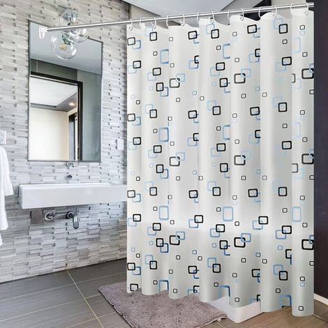 Rideau de douche - 200x200cm - Doublure de rideau de douche avec crochets et boucles - Anti-moisissure - Anti-bactérien - Imperméable et lavable - Adapté aux salles de bains (1/5)