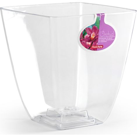 PLASTICFORTE maceta transparente orchid 13,5x19,5x15cm , Maceta transparente Orchid 13,5 x 15 cmMaceta de orquídeas especialmente diseñada para satisfacer las necesidades de di