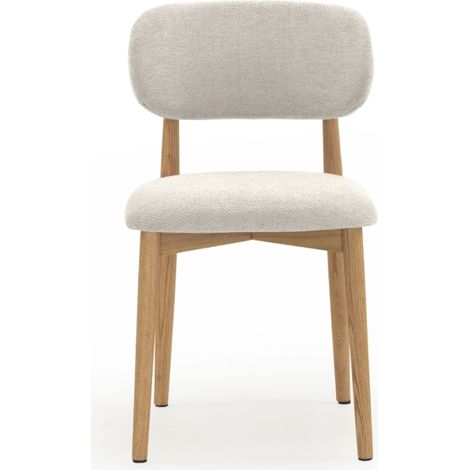 Ensemble de 4 fauteuils en chêne naturel recouverts de tissu blanc (1/5)