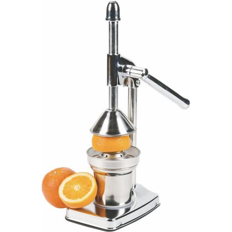 Exprimidor manual de cítricos - Utensilio de cocina - Prepara zumo fresco - Acero inoxidable resistente - 37x19x13 cm - Plateado (1/5)