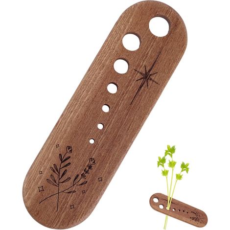 Bois Séparateur Feuilles Légumes, en Bois de Sapelli Eplucheur Herbe Aromatiques 7 Trous Outil de Cuisine Compact pour Persil Coriandre Thym Menthe et Romarin (1/5)