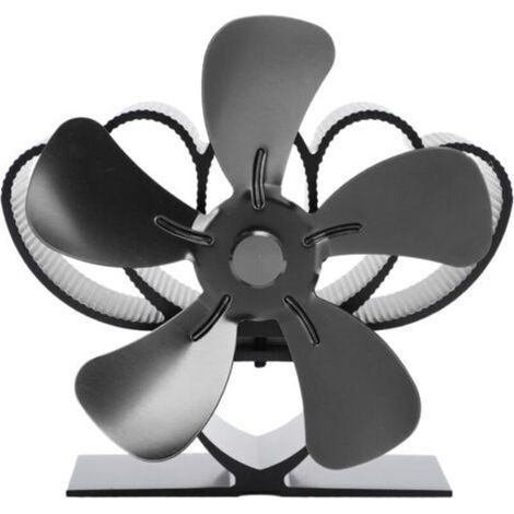 Ventilateur de poêle à chaleur en alliage d'aluminium, bois durable à faible bruit pour cheminée à bûches noir (1/5)