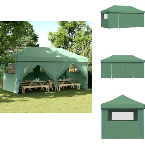 Tente de réception pliable escamotable 4 parois latérales vert - Tents Gazebos - Tentes Pliables - Abri Extérieur - Tente Événement - Chapiteau (1/5)
