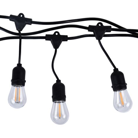 Catenaria Stringa Luminosa da Esterno E27 – 10 Portalampada, 10 Metri, Collegabile fino a 100m, IP54