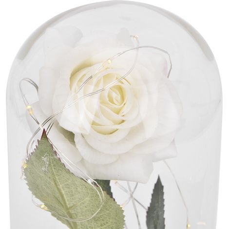 Rose lumineuse LED avec socle en verre, cadeau idéal pour la Saint-Valentin ou un mariage (blanche) (1/5)