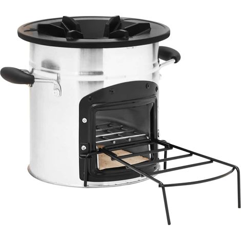 Cocina leña camping acero inoxidable plateado 45,5x33x25,5 cm vidaXL (1/5)