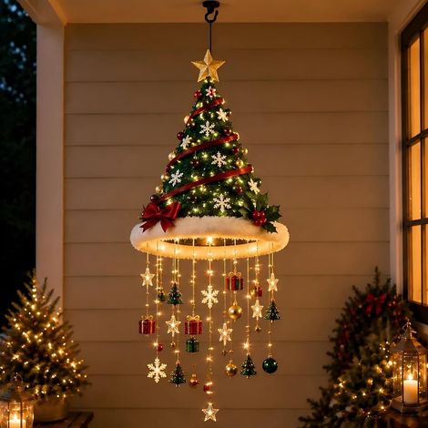 Chapeau Père Noël Lustre LED, Noël, Suspendu, Decor, Plafond, Festif, Lumière, Guirlande, Hiver (1/5)
