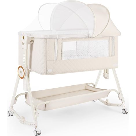 Cododo 5 en 1, Cododo Bebe, Berceau bébé à 7 Niveaux Réglables avec Table à Langer, Panier de Rangement, Moustiquaire et Matelas, Portable Berceaux pour Nouveau-nés/Nourrissons(Beige) (1/5)