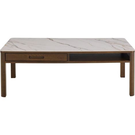 Table basse rectangulaire en céramique et chêne fumé L130 - SIMONE (1/5)