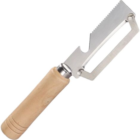 Irovami Couteau coupe-laitue manche bois – acier inoxydable, épluche canne à sucre (1/5)