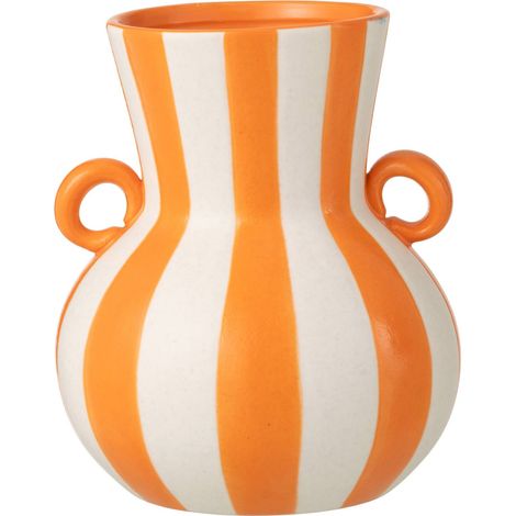 Vase ligné en céramique orange et blanc - orange et blanc (1/4)