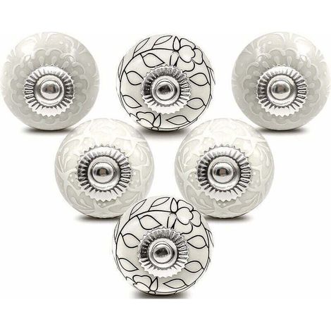 Bouton de Meuble Porcelaine Poignee Commode Ceramique Boutons de Porte Vintage pour Placard Tiroir (6 Pièces) (1/5)