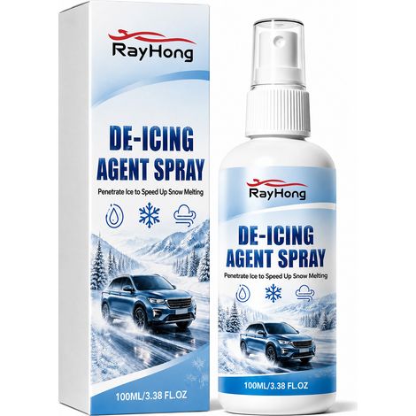 Spray dégivrant et fondant à neige RAYHONG, pour vitres et pare-brise de voiture en hiver. Déneigement et dégivrage rapides. 100 ml. (1/5)