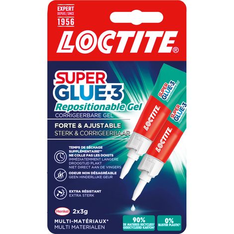 Loctite Superglue-3 Reparaturkleber, repositionierbares Gel, Tube 3 g, 2 Stück LOCTITE