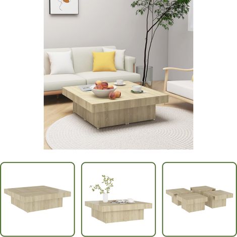 Meuble salon - Table basse chêne sonoma 90x90x28 cm bois d'ingénierie (1/5)