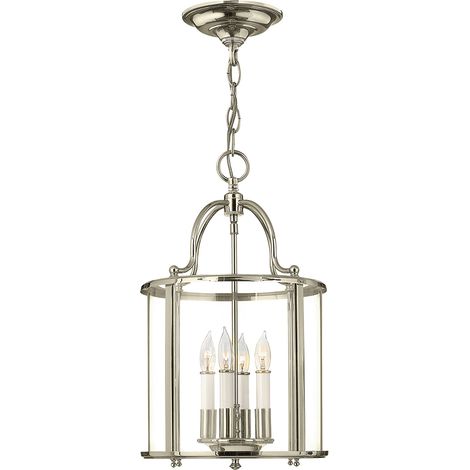 Lampadario Contemporaneo Gentry Acciaio Nichel Lucido Vetro 4 Luci E14 (1/4)