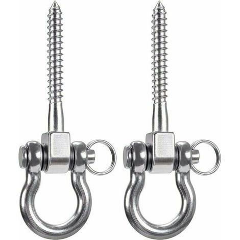 2 pièces 900KG capacité 304 crochets de plafond robustes en acier inoxydable, crochets de balançoire, crochets de suspension avec vis pour chaise suspendue de yoga en bois sac de boxe hamac fauteuil r