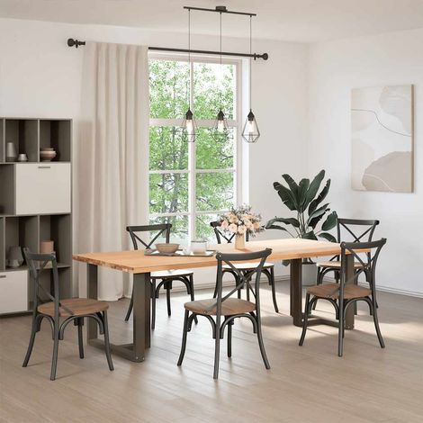 Maison Exclusive - Esstischbeine T-Form 2 Stk. Naturstahl 70x35x(