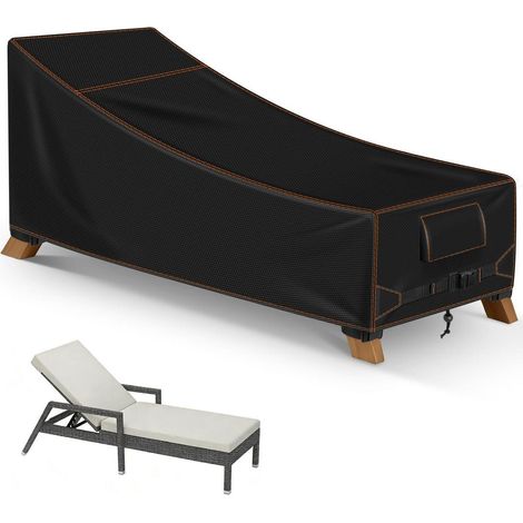 Gartenliege Abdeckung 200x75cm, Wasserdicht, UV-Schutz, Reißfest, Schwarz (1/5)