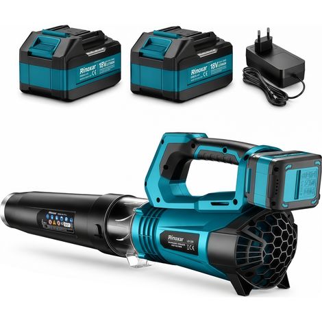 Rinoxar Akku-Laubbläser 18 V, bürstenloser 850-W-Motor, 180 km/h, 2 Akkus mit 5200 mAh (1/5)