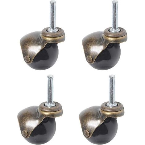 Satz aus 4 um 360 Grad drehbaren Kugelrollen mit Montageplatte, Rolle mit 2"-Gewindeschaft, Kugelrolle mit Griffringschaft, antikes Schwenkrad (1/5)