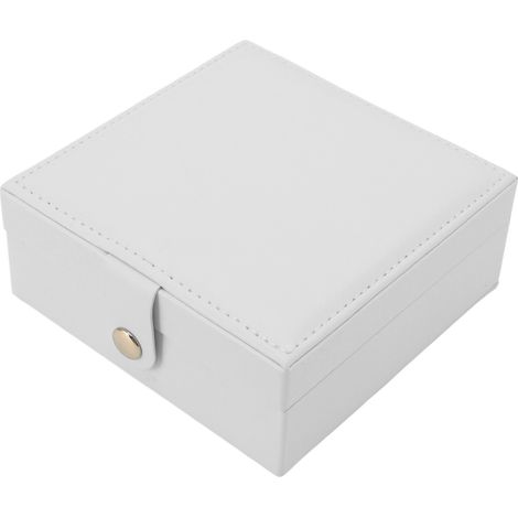 Boîte à bijoux en cuir, étui organisateur pour colliers, boucles d'oreilles et bagues, format voyage, couleur blanche (1/5)