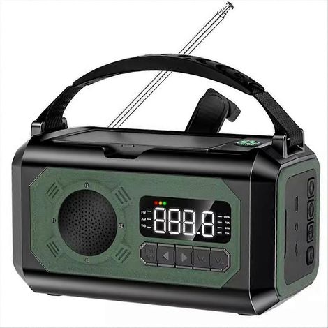 12000mAh Handkurbel-Solar-Wetterradio AM/FM/NOAA, Notfall-SOS-Alarm, Leselampe für Camping und Outdoor-Aktivitäten (Dunkelgrün). (1/5)