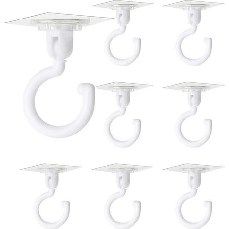 8 Pièces Crochets Auto-adhésifs Transparents Crochet Rotatif à 360 Degrés Crochet Adhésif Puissant Plafond Crochets Muraux Sans Perçage pour Sall (1/4)