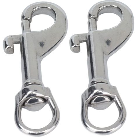 Zoternen Fafeicy Lot de 2 mousquetons à boulon simple face, pivotants à 360°, en acier inoxydable 316 de qualité marine, mousqueton de plongée simple face avec anneau de 1,27 cm de large