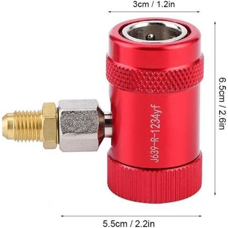 Raccords rapides pour fluide frigorigène de climatisation R1234yf, raccords rapides haut/bas, raccords manuels pour R1234yf, adaptateur de connexion avec filetage mâle 1/4". (1/5)