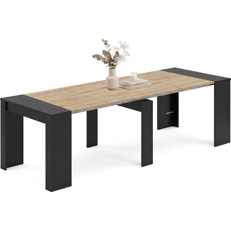 Mesa consola extensible 50-235x90 cm Denis Negro Mate - Alpine Oak 90cm (ancho) x 78cm (alto)