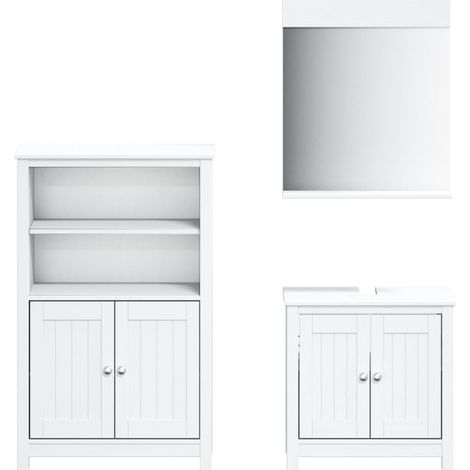 Maison Exclusive - 3-tlg. Badmöbel-Set BERG Weiß Massivholz Kiefe
