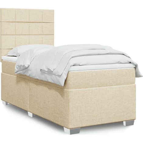 Boxspringbett mit Matratze Creme 100x200 cm Stoff