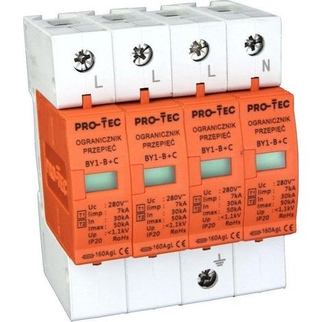 Protec BY1-B+C 4 polos limitador de sobretensión gris