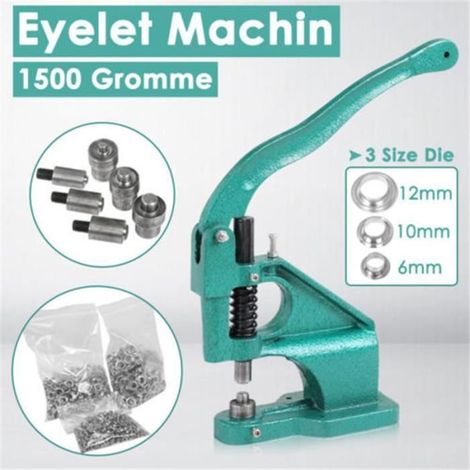 Pince à œillets - Machine DIY - 3 matrices - 1500 œillets - Tailles 6-10-12mm (1/4)