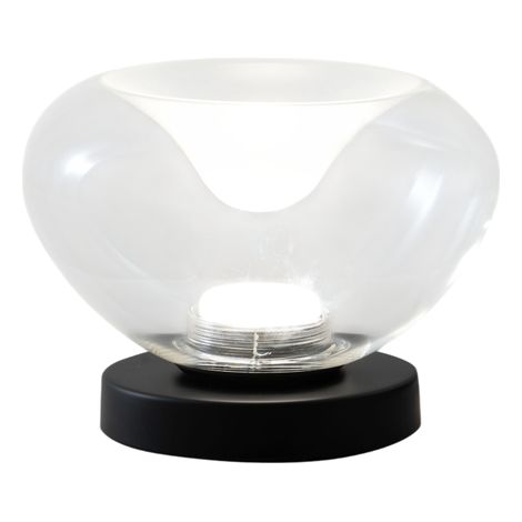 Brena - Lampe De Table Transparente Fabas Luce - Lampe Tactile Led 11W Dimmable - Verre Borosilicate Transparent Concave (1/4)