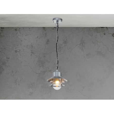 LED Wetterfeste Außen Hängeleuchte aus Edelstahl, Silber Ø22cm (1/4)