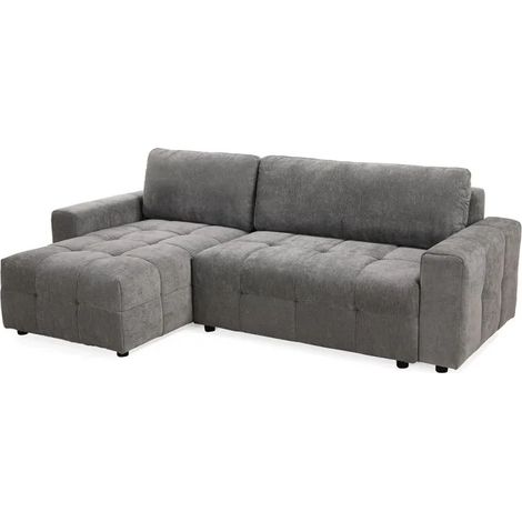 Canapé d'angle réversible 3 places convertible tissu gris – JOANE (1/5)