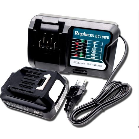 Remplacement pour batterie Makita 12 V - Avec chargeur DC10WD/DC10SB, remplacement pour CP100DZ DF031D DF333D BL1041B (1/5)