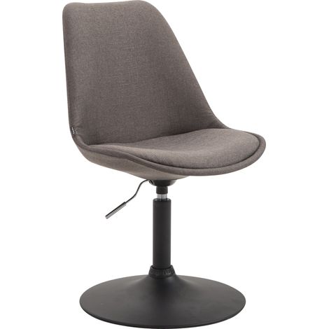 Silla de comedor x1 giratoria regulable en altura en tela gris oscuro y pata trompeta de metal negro 100003770 (1/5)