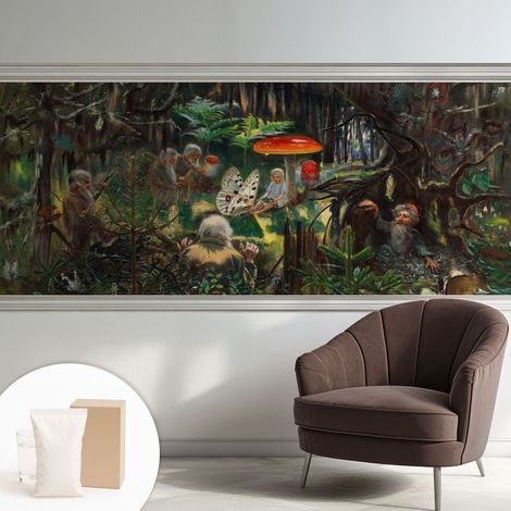 Papier peint intissé mural avec imprimé motifs uniques apparence moderne - Colle incluse gratuite Forêt féérique 250x104 cm (1/5)
